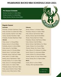 The milwaukee bucks will be back in the playoffs for the fifth straight season after clinching a postseason berth with a victory over the brooklyn nets on tuesday. Printable Milwaukee Bucks Schedule Tv Schedule Updated For 2021 Printerfriendly