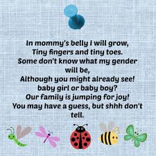 Check out my ideas below! 18 Super Fun And Cute Gender Reveal Poems And Riddles