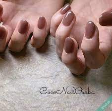 ショート オーバル ワンカラー ベージュ ブラウン 茶 スキンカラー シンプル ナチュラル のタグが付いたネイルデザイン coco nail osakaが投稿 photoid i0069440 シンプル ジェルネイル マツコ ネイル ワンカラー ジェルネイル