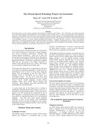 Pdf The African Speech Technology Project An Assessment