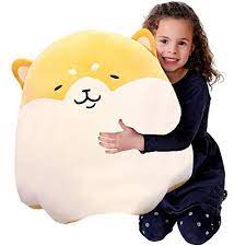 N A Soft Round Shiba Inu Dog Plush Hugging Body Pillow Pet Cute Pudding Shape Puppy Stuffed Animals Toy Boy G Plush Dog Toys Puppy Throw Pillow Animal Pillows
