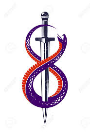 Dagger Kills A Snake, Defeated Serpent Wraps Around A Sword Vector..  Royalty Free Cliparts, Vectors, And Stock Illustration. Image 129395207.