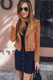 Suede With Love Tan Suede Moto Jacket In 2021 Suede Jacket Outfit Denim Skirt Brown Moto Jacket
