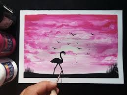 Easy Pink Scenery Painting Ideas Step By Step For Beginners Youtube Scenery Paintings Painting Creative Art