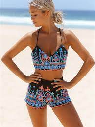 Specefication Two Piece S M L Xl Cotton As Picture Halter Floral How To Measure About Shipping Recei Womens Swimsuits Bikini Color Block Bikini Swimsuits