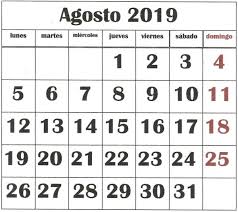 Agosto 2019 Almanaques Agosto Calendario Para Imprimir
