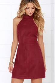 Saloon Swoon Wine Red Halter Dress Red A Line Dress Cute Casual Dresses Wine Red Dress