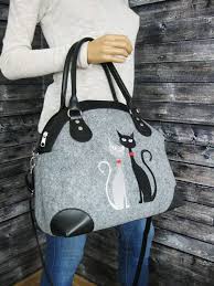 Homemade Women Bag Felt Bag Felt Shoulder Bag Cat Lover Etsy In 2020 Felted Handbags Felt Bag Cat Purse