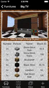 Furniture And Seed Guide For Minecraft You Can Download Here Https Itunes Apple Com Hu App Id563009949 M Minecraft Furniture Minecraft Minecraft Blueprints