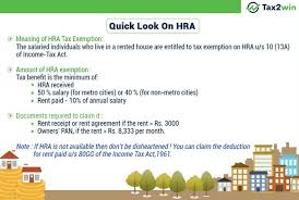 Your employer sets aside a fixed amount of money to your h r a each year for you to use. House Rent Allowance Hra Exemption Rules Tax Deductions Tax2win