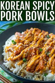Korean Spicy Pork Bowls A Sweet Heat Dish That Is Full Of Flavor Recipe Spicy Pork Recipe Spicy Pork Pork Recipes