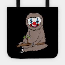 sloth wearing scary clown makeup cute