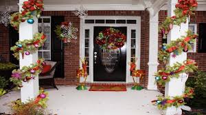 For front porch with staircase, you can place two rows of lovely christmas trees on both sides decorated with glitter balls and lights, it's a great welcoming. 2017 Christmas Front Porch Decorating Ideas 6 Youtube