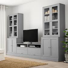 Havsta Tv Storage Combination Glass Doors Gray Ikea In 2020 Tv Storage Ikea Living Room Living Room Built Ins