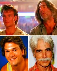 Patrick Swayze and Sam Elliott brought unforgettable chemistry to *Road  House* (1989), with Swayze playing Dalton, a philosophical bouncer, and  Elliott as Wade Garrett, his rugged, wise mentor. Their on-screen bond,  marked