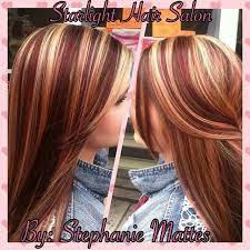 2 Shades Of Mahogany And Blonde Hair Color Auburn Colored Hair Tips Hair Color Mahogany