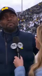 An emotional Sherrone Moore after the win 🫡 #cfbonfox #cfb #michigan  #jimharbaugh #suspended #cry
