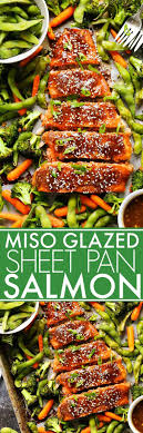 One Pan Miso Glazed Salmon And Vegetables Is An Easy Meal Perfect For Busy Weeknights Best Of All Salmon Vegetables Miso Salmon Recipe Seafood Recipes Healthy