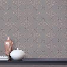 Holden Decor Antares Diamond Geo Charcoal Rose Gold Glitter Wallpaper 35900 Rose Gold Glitter Wallpaper Glitter Wallpaper Contemporary Wallpaper Designs