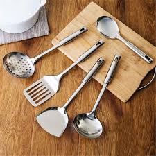 It conducts heat well, retains heat for a long period of time, and won't corrode or rust either. 5pcs Stainless Steel Kitchen Utensil Set Cooking Serving Tools Spatula Spoon Cooking Utensils Home Garden Worldenergy Ae