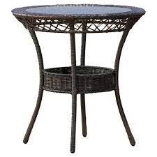 Catalina outdoor wicker round coffee table. Figi Wicker 27 Round Glass Patio Dining Table Brown Christopher Knight Home Target