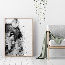 Black And White Wall Painting Animals Wolf Watercolor Wolf Painting Wolf Poster Black And White Watercolour Digital Download Woodland Decor Forest Animal Modern Printable In 2020 Wolf Painting Abstract Wolf Painting Wolf Poster
