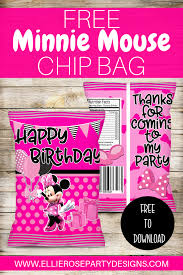 Free Minnie Mouse Chip Bags Ellierosepartydesigns Com Minnie Mouse Party Favor Minnie Mouse Favors Minnie Mouse Birthday Decorations