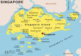 Slide 1, country outline map labeled with capital and major cities. Singapore Map Karta