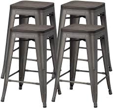 How to build a kitchen island. Amazon Com Topeakmart 24 Inches Counter Height Barstools W Wood Seat Set Of 4 Metal Counter Stool Kitchen Island Pub Dining Bar Chairs Rustic 331lb Black Home Kitchen