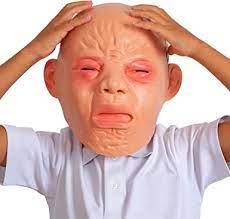 Amazon Com Skeleteen Crying Baby Costume Mask Angry Crybaby Funny Lifelike Rubber Face Mask Accessories For Costumes For Adults And Children Clothing Shoes Jewelry
