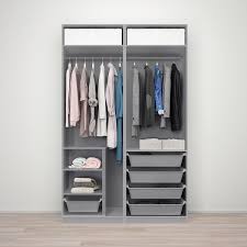 Pax Auli Wardrobe Combination Gray Stained Ash Effect Mirror Glass Ikea Ikea Fitted Wardrobes Ikea Pax Ikea
