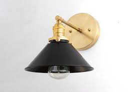 Black And Brass Wall Sconce Brass Wall Fixture Modern Sconces Industrial Lighting Etsy Modern Sconces Modern Wall Lamp Brass Wall Light