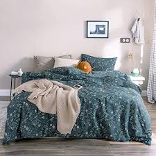 Bedsure 80% cotton 20% linen duvet cover set, washed cotton king comforter cover, 3 pieces breathable lightweight geometric duvet cover sets (king, 104x90. Eavd Garden Style Botanical Duvet Cover Twin Soft 100 Cotton Bedding Duvet Cover With 2 Pillowcases Re Blue Bedding Sets Blue Bedding Blue And White Comforter