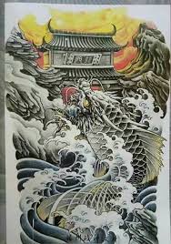 Khi ấy, ngài có xẻ núi long môn để dòng hoàng hà hùng vĩ chảy xuyên qua đá tạo thành một ngọn thác sầm sập từ trên cao đổ xuống. Tattoo Oriental Y TÆ°á»Ÿng Hinh XÄƒm Hinh XÄƒm Nháº­t Hinh XÄƒm