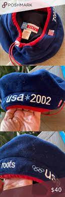 Roots 2002 Olympic Beret Navy Red Wht Felt Hat Felt Hat Hat Fashion Women Accessories Hats