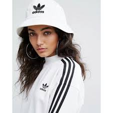 Womens Black Adidas Bucket Hat Adidas Originals Logo Bucket Hat In White 1 160 Rub Liked On Polyvore Featuring Accessories Hats White Adidas Fis Outfits With Hats Hat Fashion Fashion