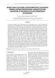 Pdf Risks And Factors Contributing Towards Rural Entrepreneurial Orientation Growth Of Business In An Emerging Economy