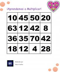 Selecionamos algumas atividades de matemática para imprimir. á Loteria De Tablas De Multiplicar Para Imprimir