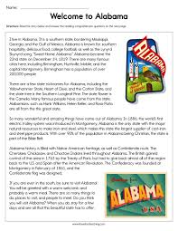 Improve your students' reading comprehension with readworks. Welcome To Alabama Reading Comprehension Worksheet Have Fun Teaching