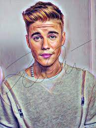 Justin Bieber Drawing Print Jb4 Justin Bieber Sketch Justin Bieber Colorful Drawings