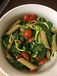 Agree that a good sauce is everything. I Am A Volume Eater That Has Dearly Missed Pesto Pasta Half Zucchini Half Pasta And All Of My Leftover Vegetables For The Week 1200isplenty