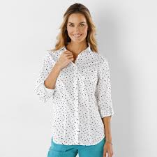 Faites votre choix parmi des chemises blanches, à carreaux et plus. Chemise Coton Imprime Pois Blancheporte
