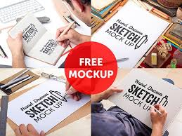 Free Psd Hand Drawn Sketch Mockups Freebiesbug Free Packaging Mockup Free Hand Drawing Mockup Templates