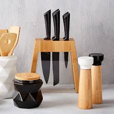 6 Piece Bamboo And Black Knife Set In 2020 Modern Kitchen Knives Modern Kitchen Knife Set Knife Sets