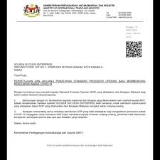 Saya telah membaca dan bersetuju dengan sop yang disebutkan di sebelah. Approval Letter Golden Success Crane Excavator Rental Facebook