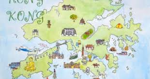 postcard hong kong map hong kong map map painting postcard