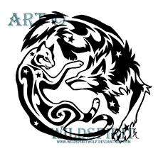 Playful Cat And Wolf Tattoo By Wildspiritwolf On Deviantart Um Nicole Novembrino Cj Was This Tattoo Meant For Us Wolf Tattoo Tribal Animal Tattoos Tattoos