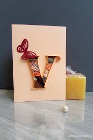 How to make a greeting card | jak wykonać kartkę okolicznościowąlook at my channel :) playlistshtt. Monogrammed Birthday Greeting Card Paper Quilling V Alphabet Initial Letter Card Quilled Paper Art Personalized Monogram Greeting Cards Paper Party Supplies Safarni Org