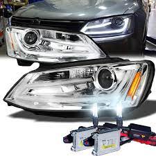 Hid Xenon 2011 2013 Volkswagen Jetta Euro Style Led Drl Projector Headlights Chrome Volkswagen Jetta Vw Passat Volkswagen