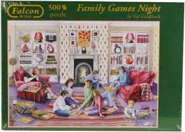 A precision cutting technique guarantees that every piece will fit soundly with the company's signature perfect snap™. Falcon De Luxe Family Games Night Jigsaw Puzzle 500 Pieces Amazon Co Uk Toys Games Family Games Family Game Night Game Night